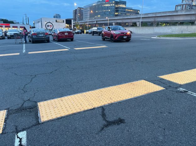 tactile paving at a parking lot for Lidl (Tyson's Corner, VA)