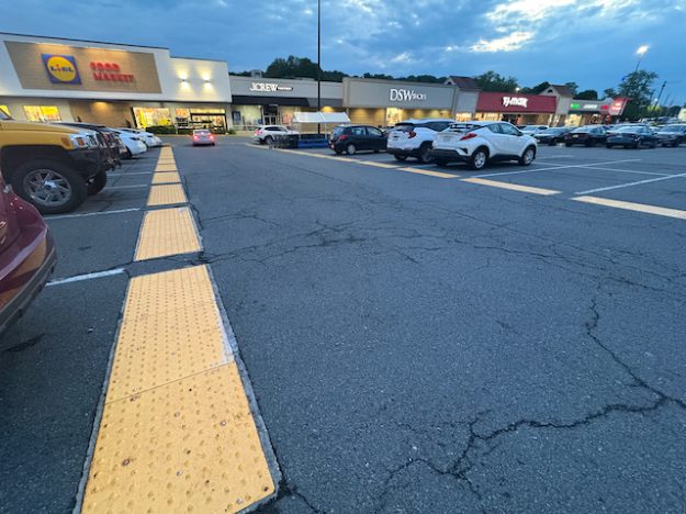 tactile paving at a parking lot for Lidl (Tyson's Corner, VA)