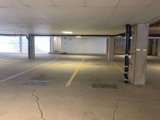 underground garage design at an Alexandria office park