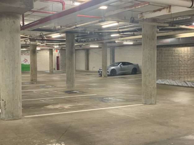underground garage design at an Alexandria office park