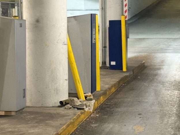 underground garage design at a DC mixed-use supermarket: vehicular damage is inevitable