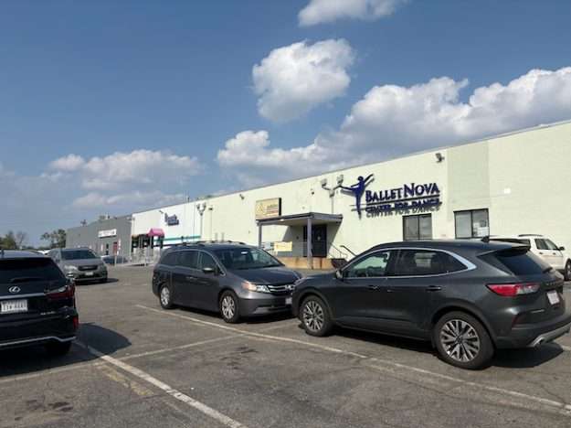 Hybrid strip mall of warehousing and retail in Bailey's Crossroads, VA