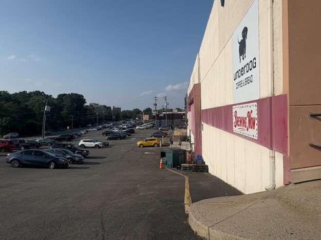 Hybrid strip mall of warehousing and retail in Bailey's Crossroads, VA