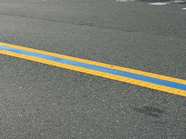 Blue stripes in the road: Luray, VA